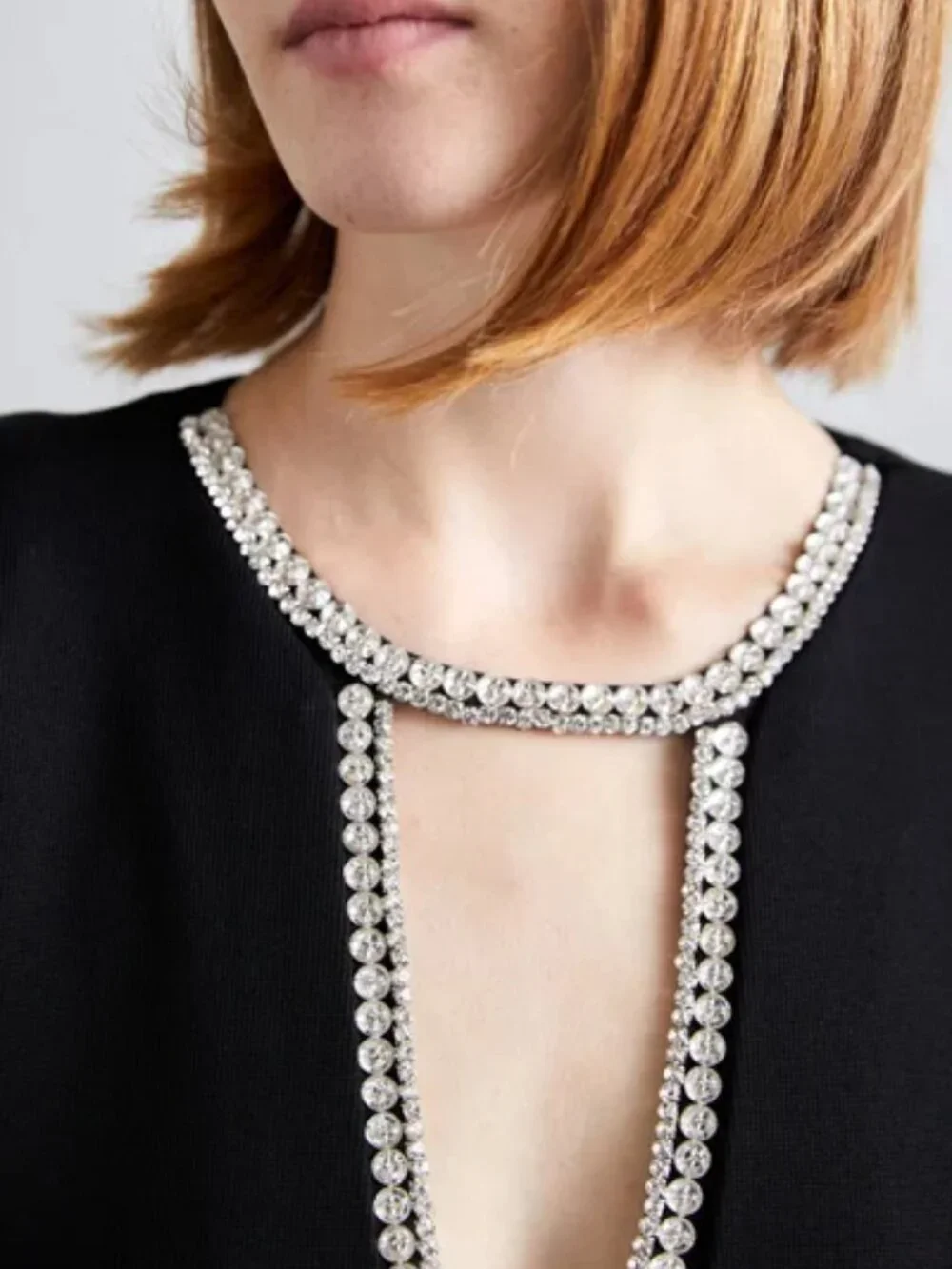 NWT IRO Paris Mash Swarovski Maxi Gown Black Deep V Slit Size 38 MSRP $1195